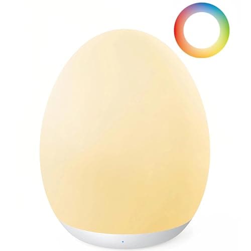 JolyWell Night Light for Kids, Baby Night Light with 7 Colors Changing Mode & Stepless Dimming, Nursery Night Light BPA Free,Rechargeable Egg Night Light for Breastfeeding 1h Timer & Touch Control - Image 1