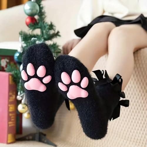 HOMEGYMFREE Cat Paw Socks, Thigh High Soft 3D Paw Pad Toe Beans Stockings for Women Cat Cosplay thumbnail 4