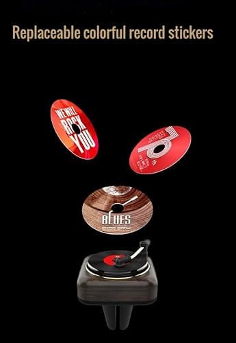 Wyuoot Car Air Freshener in Retro Record Player Design, CD Decorative Diffuser with Rotating Mechanism, Vintage-Inspired Aroma Diffuser for Car Vent (Green) thumbnail 4
