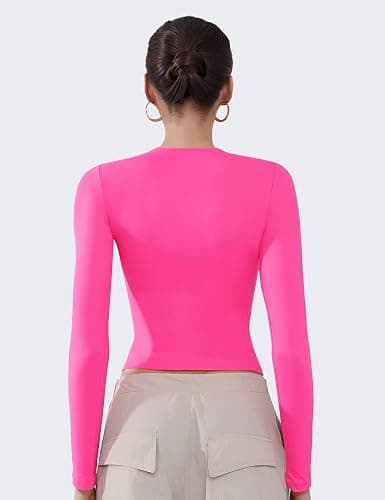 Women's Soft Long Sleeve Shirts Crew Neck Tops Basic Tees Stretchy Going Out Crop Tops Y2K Slim Fit T-Shirts thumbnail 6