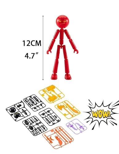 Elegant Orchid 6 Set Novelty Stickman Action Figure,T13 Action Figures | Easy Assemble,Create Stop Motion Animation,Stick Action Figure Comes With Weapons For Holiday Birthday Gifts thumbnail 3