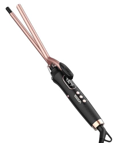 YEEGOR 3/8 inch Thin Curling Iron,Extra Long Barrel Culing Wannd Ceramic,100-240V Dual Voltage Small Hair Curler for Tight Curls,12 Temps - 3/8 Inch - Image 1