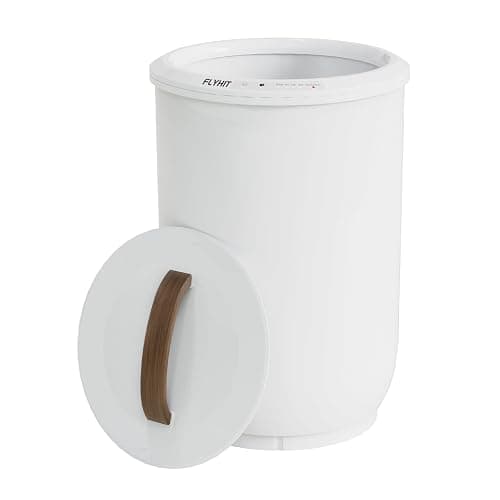 FLYHIT Large Towel Warmer for Bathroom - Heated Towel Warmers Bucket, Wood Handle, Auto Shut Off, Fits Up to Two 40"X70" Oversized Towels, Bathrobes, Blankets, for Mother's Gifts, White - Image 1
