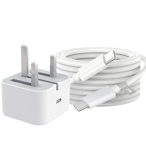 USB C Charger Cable 2M Type C to Type C iPhone USBC Plug UK 20W USB-C Power Adapter Compatible for iPhone 16 Pro Max 17 Air 15 Plus, iPad Air Pro, Samsung Charger Cable Fast Charge Galaxy S25 A17 A16 - Image 1