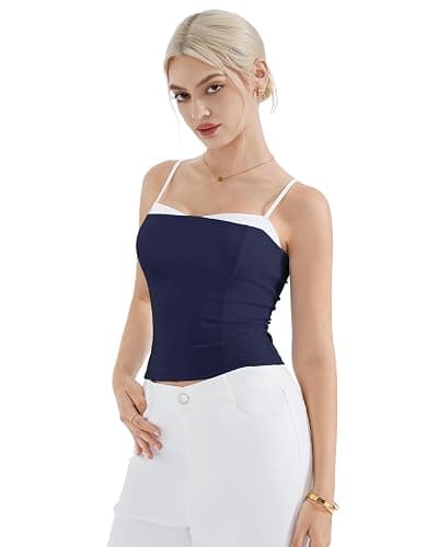 SUUKSESS Women Double Lined Spaghetti Strap Cami Going Out Y2k Sleeveless Tank Tops thumbnail 4