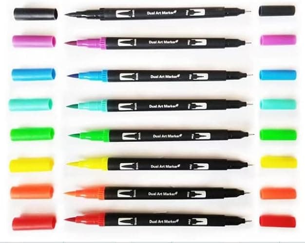 HYNEXLK 78 Colours Dual Tip Brush Pens Art Markers for Adults and Kids, Fineliners Felt Colouring Pens for Adult Colouring Books Calligraphy Drawing Sketching thumbnail 7