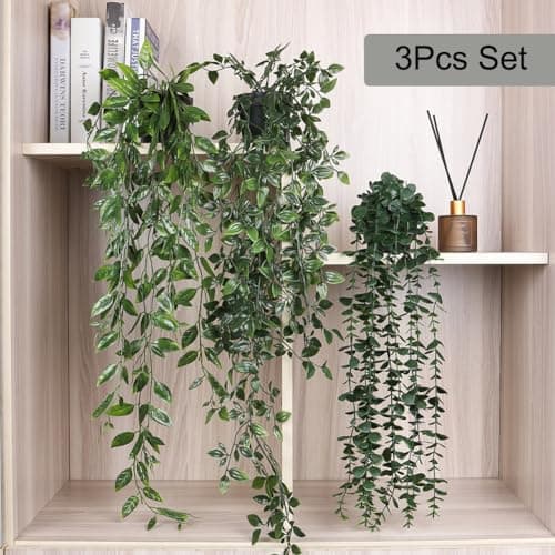 3Pcs Artificial Plants Artificial Hanging Plants,Vines Mandala Pea Eucalyptus Leaf Pseudoplant for Office Farmhouse Home Decor, Indoor Outdoor Wedding Home Decoration thumbnail 5