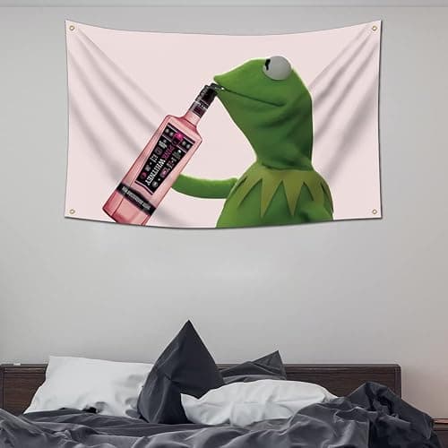 Kermit Pink Funny Flag Meme Banner Flag For Room Guys,3x5 ft Banner,Funny Poster Durable Man Cave Wall Flag with 4 Brass Grommets for College Dorm Room Decor,Outdoor Party thumbnail 4