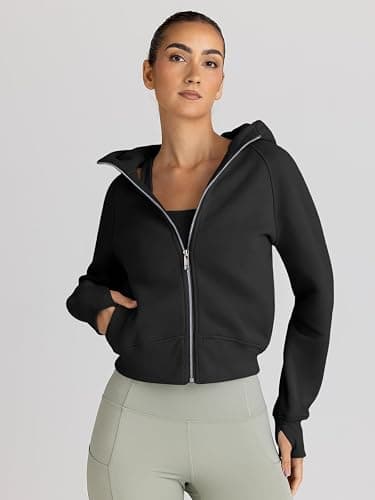 Trendy Queen Womens Zip Up Hoodies Jackets Cropped Sweatshirts Fleece Fall Outfits Casual Comfy Y2k Tops Winter Clothes 2025 thumbnail 2