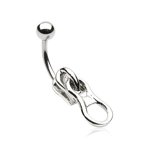 Pierced Owl 14G Stainless Steel Zipper Belly Button Ring - Image 1