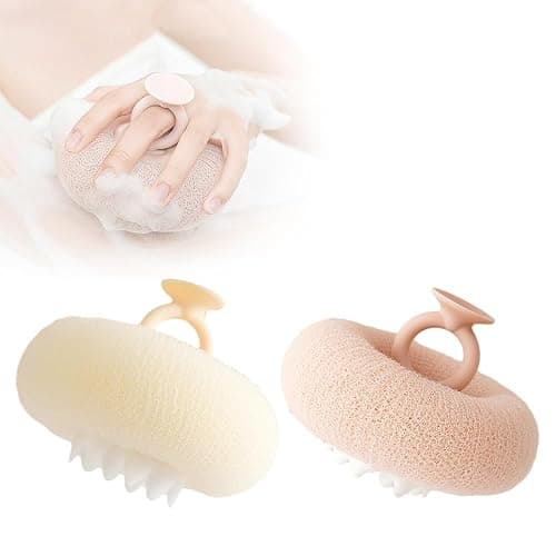 Super Soft Sunflower Suction Cup Bath Ball, 2024 Upgraded 2-in-1 Sunflower Bath Ball Exfoliating Bath Sponge Cleaning Brush, Sponge Mesh Pouf Shower Ball for Women, Men Shower (Apricot+Yellow) - Image 1