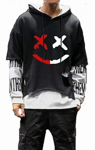 DUDHUH Mens Hoodie Fashion Pullover Letter Print Tracksuit Techwear Casual Coat Hip-Hop Sweatshirt thumbnail 3