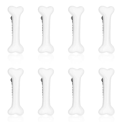 Mabor 8Pcs Bone Hair Clip, White Bones Hairpins for Women Girls | Hair Styling Accessories for Halloween Christmas Cosplay Costume Party Daily Wear, White Dog Bone Alligator Clips - Image 1