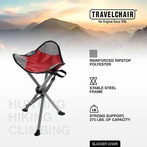 Travel Chair Slacker Tripod Chair for Camping, Lightweight Chair, Adjustable Carry Strap for Easy Transport | Oversized Duck Feet for Improved Stability | Perfect for Outdoor Adventures (Black) thumbnail 8