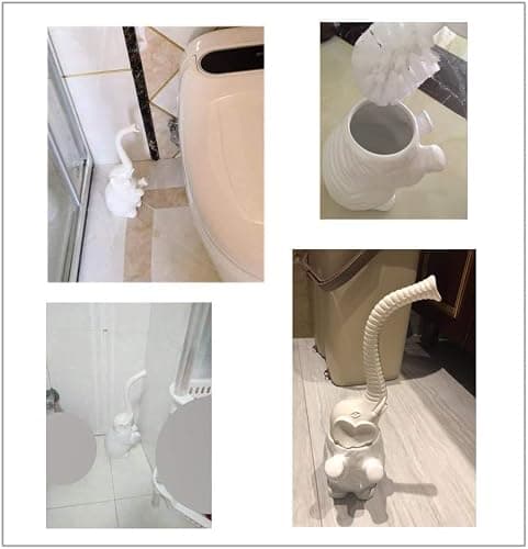 AORTULL Toilet Brush and Holder Set,Modern Ceramic Toilet Bowl Brush Holder,Cute Bathroom Decor, Non-Scratch Bristles, Space-Saving White Household Cleaning Tool for Bathtub thumbnail 7