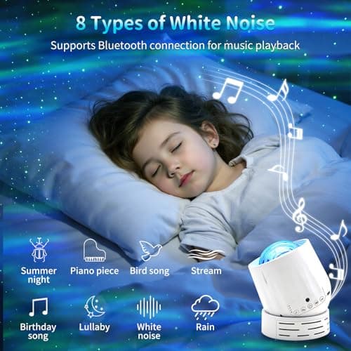 Northern Lights Projector Galaxy Projector,with Bluetooth Speaker and White Noise Star Projector, 4 Aurora Color Combinations Remote Ambient,Galaxy Light for Bedroom and Living Room Night Light thumbnail 5