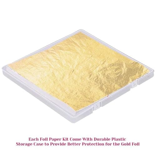 Gold Leaf Sheet for Resin, Paxcoo 300 Sheets Gold Flakes for Resin Nail Foil for Resin Jewelry Making Slime, Nail Arts, Gilding Crafting, Paint, Decoration, 5.5 by 5.5 Inches - Gold thumbnail 2