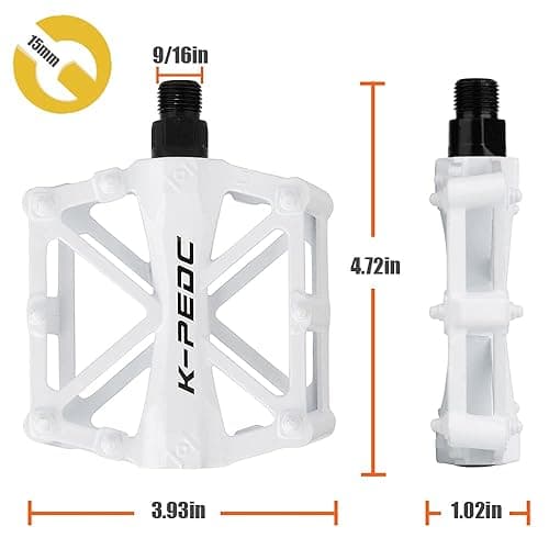 boruizhen Aluminium CNC Bike Platform Pedals Lightweight Road Cycling Bicycle Pedals for MTB BMX - White thumbnail 6