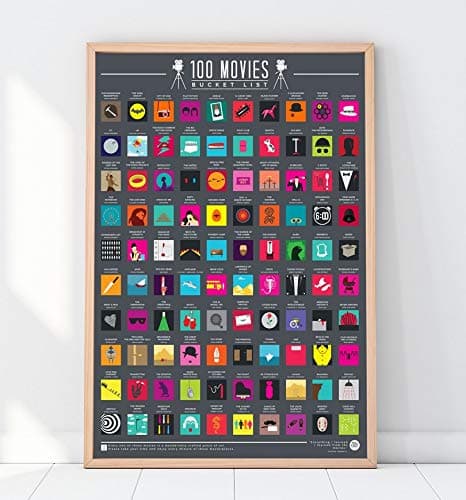 Gift Republic 100 Movies Scratch Off Poster Top Films Bucket List Poster Cinema Best Movie Wall Art Movie Lovers Birthday Christmas Gift Premium Boxed thumbnail 2