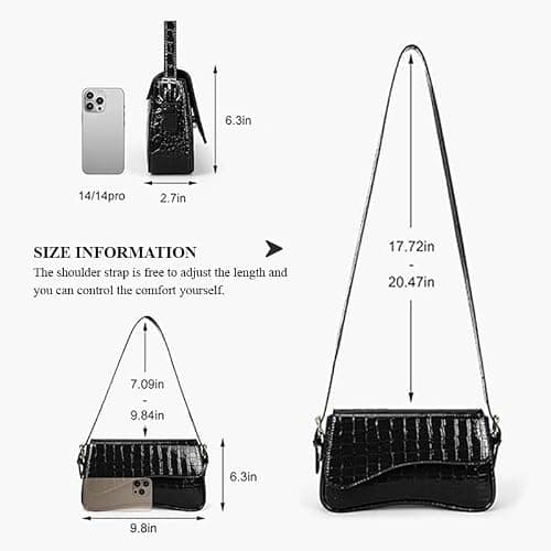 2025 Small Shoulder Bag Y2K Purse for Women, Crocodile Clutch Purse Handbag Satchel Tote Bag Classic Retro Crossbody Bag thumbnail 4