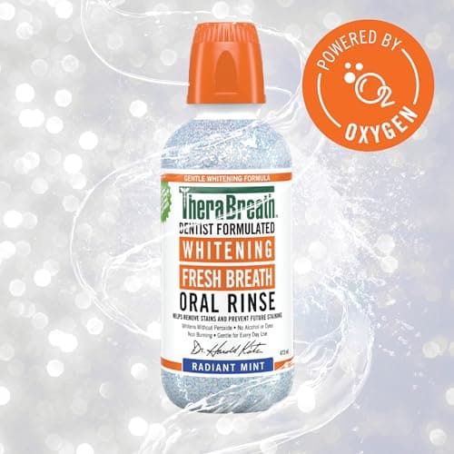 TheraBreath Whitening Oral Rinse Mouthwash, Radiant Mint 473ml - Whitens Teeth, Helps Remove Stains, Alcohol-Free, Non Burning, No Peroxide, No Dyes - Ideal for Daily Oral Care thumbnail 9