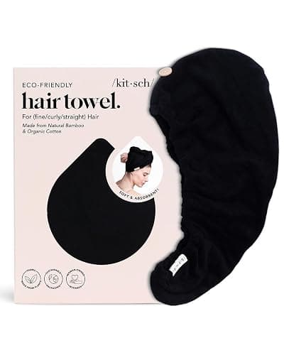 Kitsch Microfiber Hair Towel Wrap for Women - Super Absorbent Hair Drying Towel - Quick Dry, Anti-Frizz - for Long & Short, Wet & Curly Hair - Black thumbnail 2
