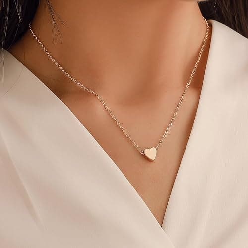 Ieftop Valentines Gifts for Kids Teen Girls - Dainty 14K Gold/Silver Plated Cute Heart Handmade Disc Circle Bee Choker Adjustable Necklace for Her Women Teenage Girl Trendy Jewelry thumbnail 4