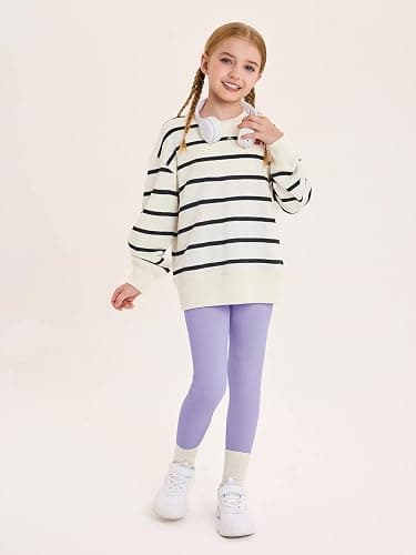 Haloumoning Girls Athletic Leggings Kids Workout High Waisted Stretchy Running Yoga Pants with Pockets 5-14 Years thumbnail 3