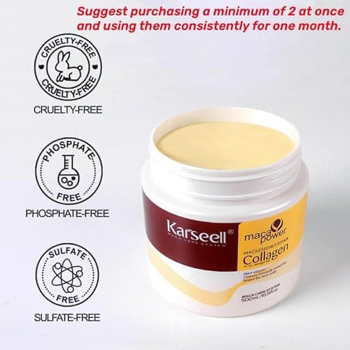 Karseell Collagen Hair Treatment Deep Repair Conditioning All Hair Types 16.90 oz 500ml + Argan Oil Hair Serum for Dry Damaged Hair 50ml thumbnail 6