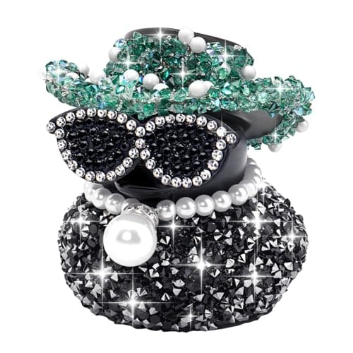 wonuu Black Diamond Rubber Duck Car Ornaments Funny Office Gifts Dashboard Decorations for Cool Car Accessories, Atrovirens - Image 1