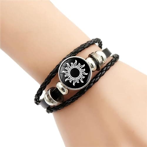 Thalireth 2PCS Luminous Sun And Moon Couples Friendship Matching Love Bracelets Leather Y2k Spirilet Glow In The Dark Adjustable Bracelets Love Gift for Him & Her thumbnail 5