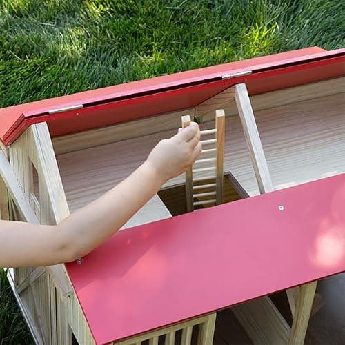 Fat Brain Toys Rustic Ridge Stable, Wooden Horse Pretend Playset with 2 Stalls and Fence, Imaginative Farm Play for Preschoolers, Kids Ages 3+ thumbnail 7