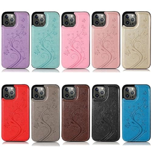 YAOZOCASE for iPhone Case,Retro Slim PU Leather Flower Butterfly Pattern Wallet,Card Holder Slots Full Body Military Grade Protection Soft Shockproof Phone Case (Brown,iPhone 16) thumbnail 6