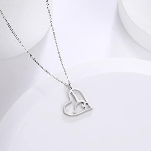 EUEAVAN Collana con ciondolo a forma di cuore, per ginnastica, sport, ginnastica, con ciondolo a forma di cuore, per ginnastica, gioielli alla moda, Medio, Acciaio inossidabile, Senza pietre preziose thumbnail 4