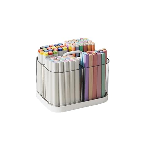 MEAJOIN Small Plastic Portable Caddy with Handle, Stackable Pen Holder 4 Compartments, Clear Pencil Organizer for Art Supplies, Crafts, Colored Pencils, Stationery, Markers thumbnail 2