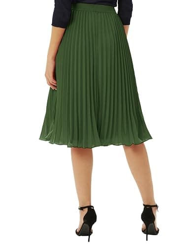 GRACE KARIN Women High Elastic Waist Pleated Chiffon Skirt Midi Swing A-line Skirts thumbnail 4