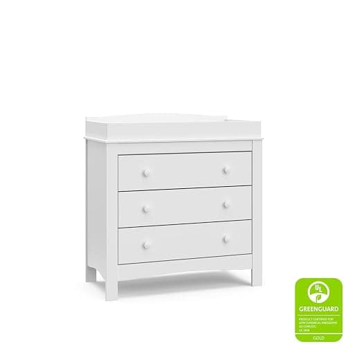 Graco Noah 3 Drawer Chest with Changing Topper (White) – GREENGUARD Gold Certified, Baby Dresser With Changing Table Top, Dresser for Nursery, 3 Drawer Kids Dresser - White - 3 Drawer Chest thumbnail 12