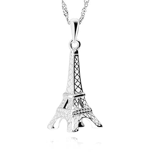Gemschest Sterling Silver Eiffel Tower Pendant Necklace Paris Jewelry for Mom Women with 18" Silver Chain - Image 1