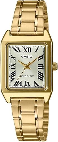 Casio LTP-V007G-9B Women's Rectangular Gold Tone Stainless Steel Roman Gold Dial Dress Watch - Image 1