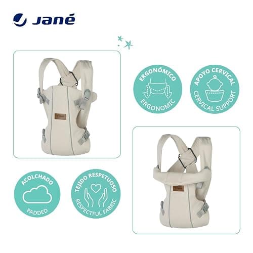 Jané Dual Porte-Bébé Ergonomique, Dès la Naissance (3,5–15 kg), 3 Positions, Rembourré et Respirant, Beige thumbnail 2