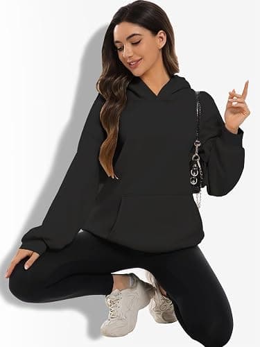 XFIFM 2 Pack Womens Oversized Hoodies Sweatshirts Fleece Hooded Pullover Tops Sweaters Casual Comfy Fall Fashion thumbnail 4
