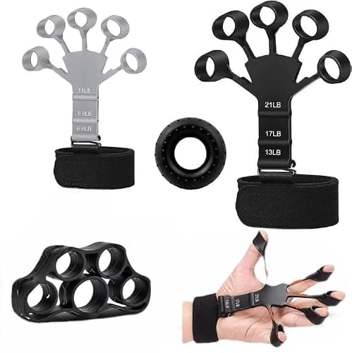 Finger Strengthener - Adjustable Grip Strength Trainer for Hand Strength Training, 6 Levels Resistance, 5 Pcs Finger Gripster Forearm Exerciser, Finger Flexion Extension Training - Image 1
