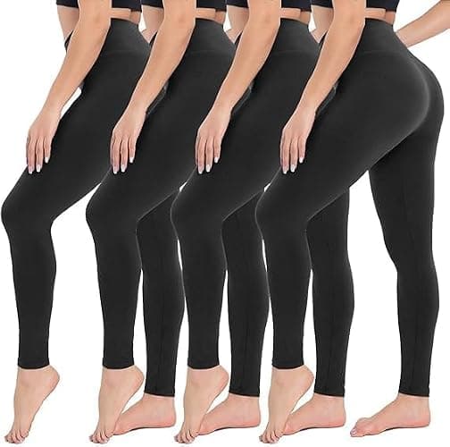 CAMPSNAIL 4 Pack Leggings for Women - High Waisted Tummy Control Yoga Pants for Workout Gym Black Leggings Plus Size Dance thumbnail 2