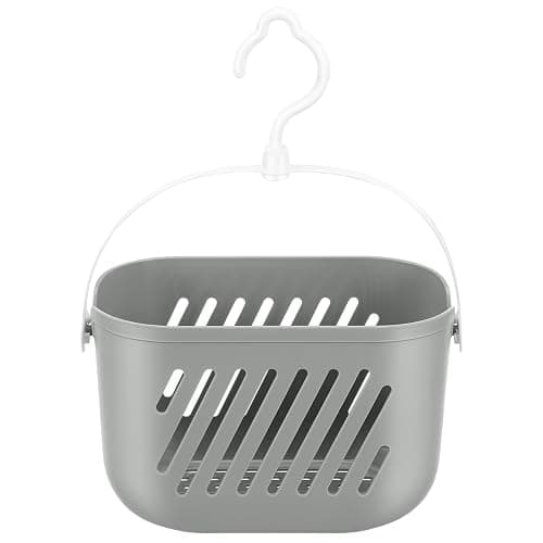 Angoily Hanging Shower Caddy Plastic Hanging Shower Caddy Basket Portable Kitchen Organizer Storage Basket with Hook for Home Grey - Image 1