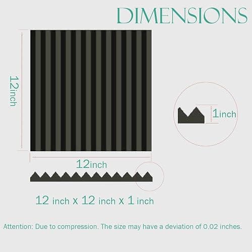 52 Pack Acoustic Foam Panel Wedge Studio Soundproofing Wall Tiles 12" X 12" X 1" - Black thumbnail 5
