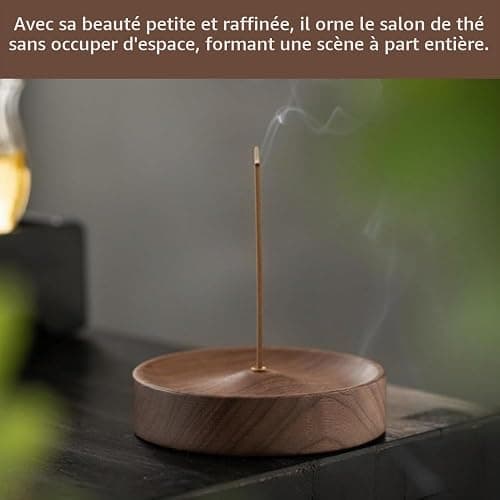 JHEELITE Porte Encens Baton en Bois, Support Brûleur Zen avec Cendres | Bois Massif Naturel, Design Rond Élégant, Pour Amateur Yoga Méditation, Salon Bureau et Cérémonie du Thé thumbnail 7