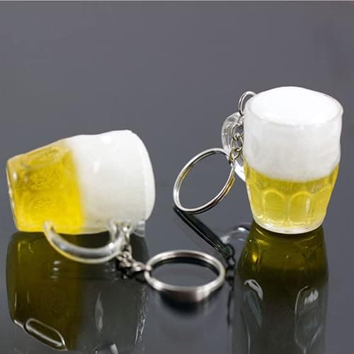 ARFUKA Keyring Simulation Beer Mug Pendant Keychain Metal Keyring Key Holder Men Women Key Chain Key Organizer Birthday Christmas Wedding Valentine's Day Gift for Men and Women thumbnail 6