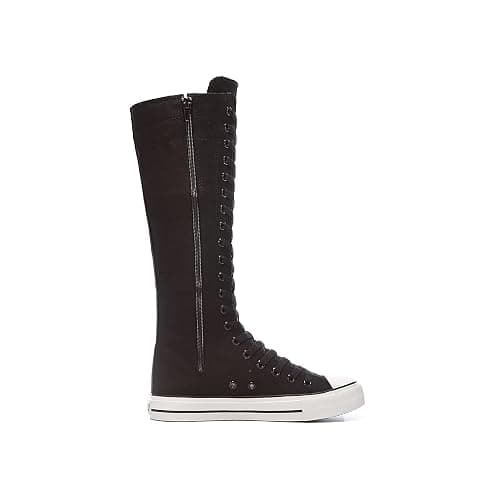 Women's Tall Canvas Lace up Knee High Sneakers thumbnail 5