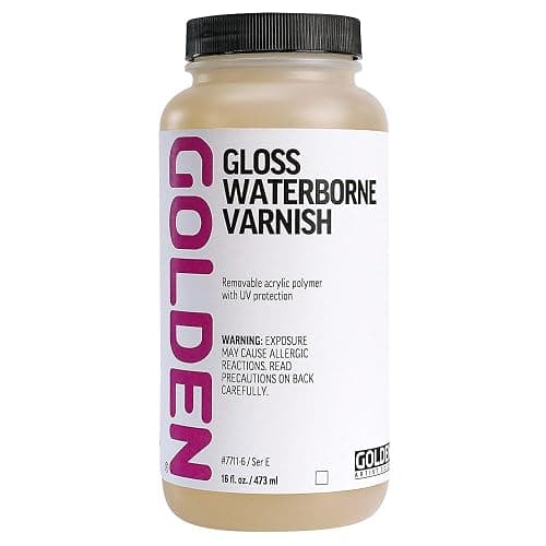 Gloss Waterborne Varnish by GOLDEN, 16 fl. oz. Jar, Professional Acrylic Varnish - Image 1
