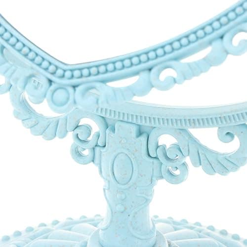 AKOAK Heart-Shaped Cosmetic Mirror - Plastic, Double-Sided, Rotatable, Lightweight - Bathroom & Bedroom Mirror (Blue) thumbnail 8